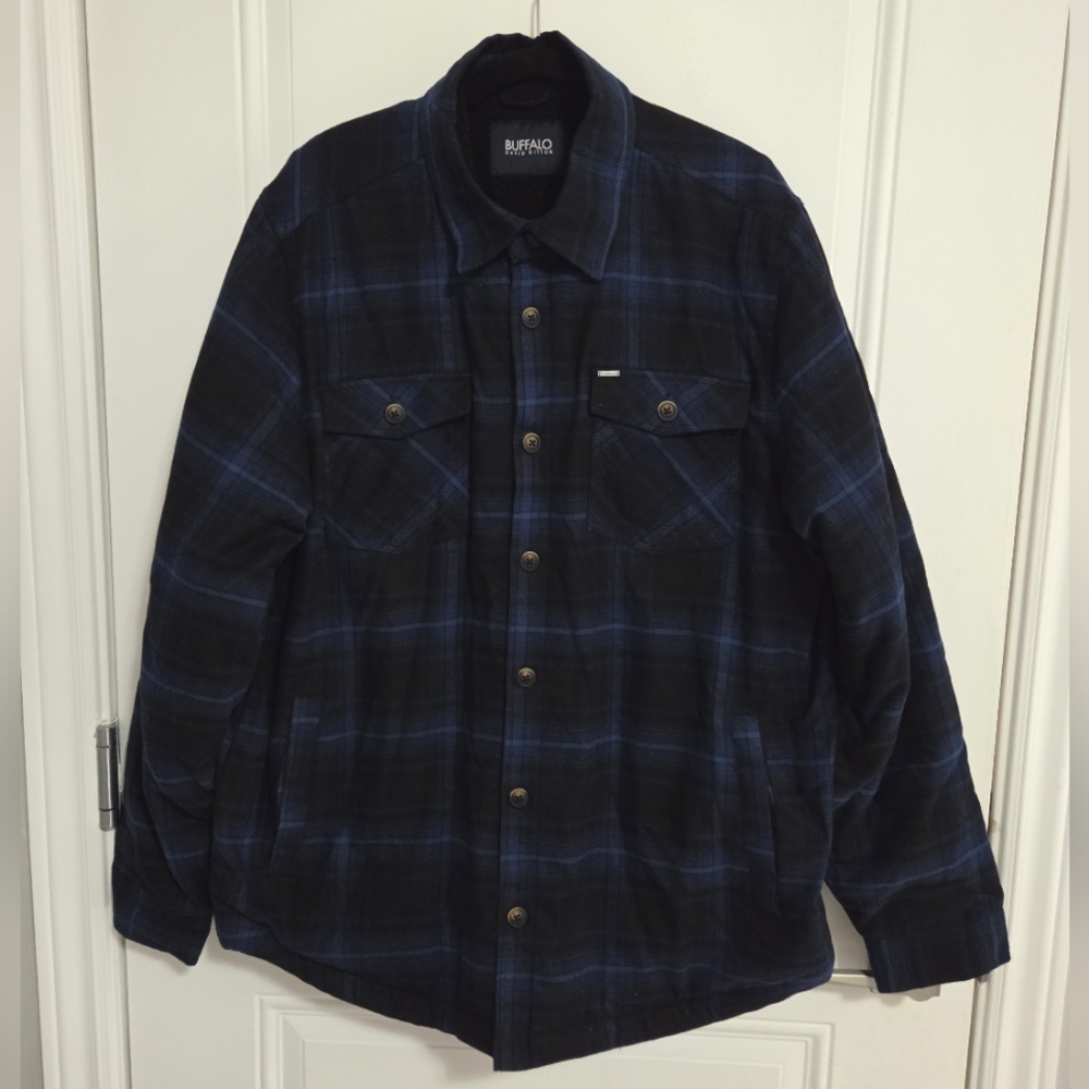 NWT - Buffalo David Bitton Men's Plaid Shacket with Sherpa Lining - Size XL, XXL